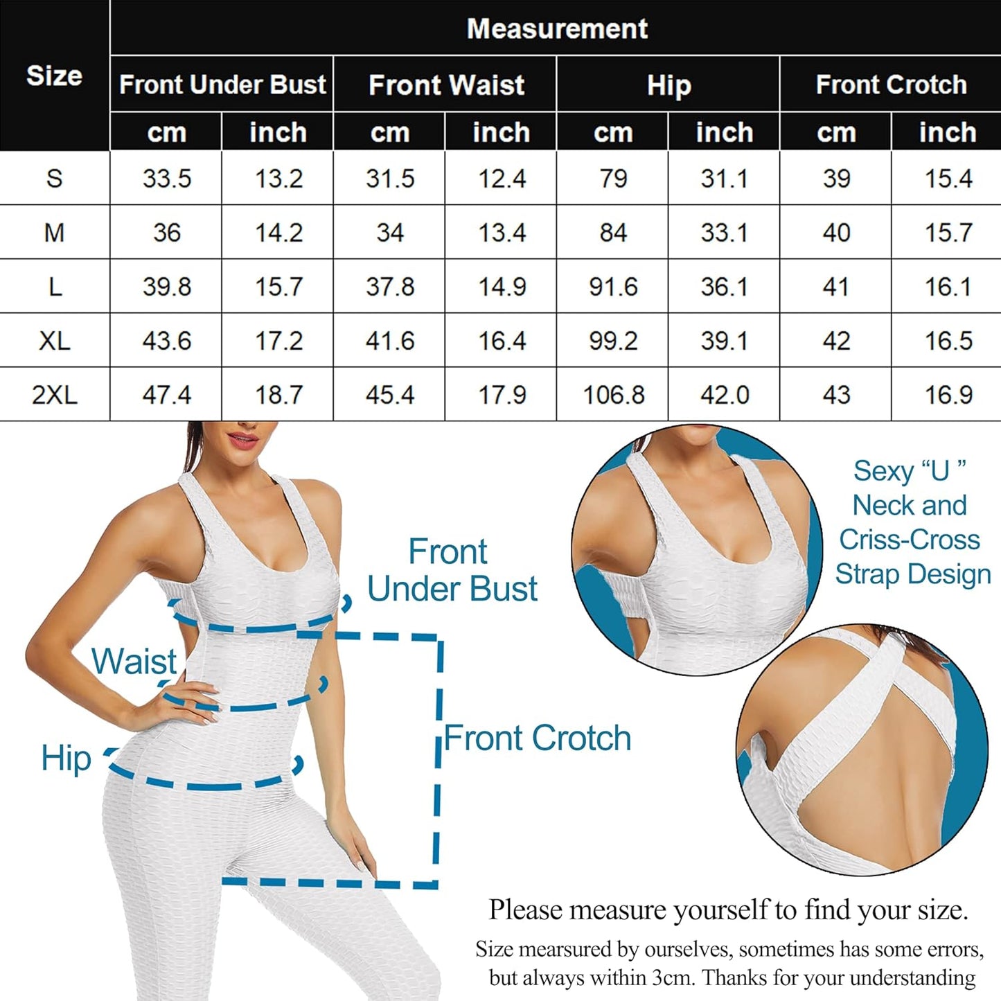 Be Active Apparel Women's Workout Romper Atheletic Jumpsuits Activewear White M